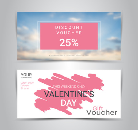 Gift certificates and vouchers, discount coupon or banner web template with blurred background gradient mesh for make an image of the products your company offers (Blurred photo for an example)のイラスト素材