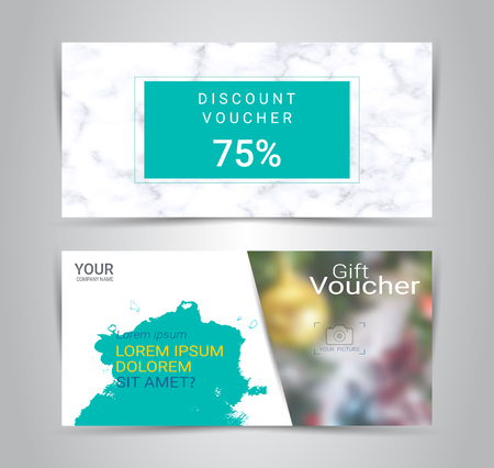 Gift certificates and vouchers, discount coupon or banner web template with blurred background gradient mesh for make an image of the products your company offers (Blurred photo for an example)のイラスト素材