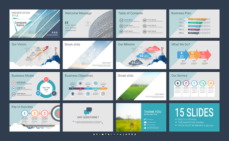Presentation template with infographic elements, designs cover all styles, creative and formal for business presentationsのイラスト素材