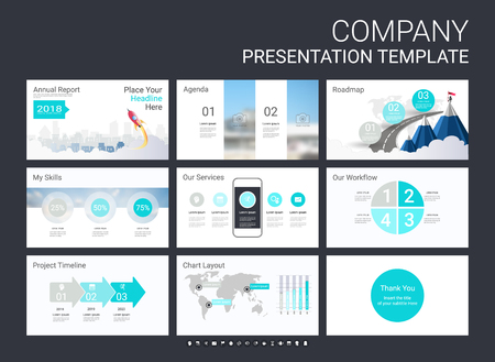 Presentation template with infographic elements, designs cover all styles and creative to formal and business presentations, flyer and leaflet, corporate report, marketing, advertising, annual report.のイラスト素材