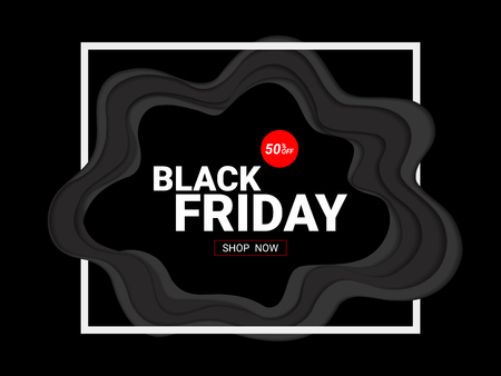 Black Friday sale inscription design template, Concept of advertising for seasonal offer with abstract background, Vector illustration.のイラスト素材