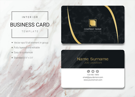 Interior business card or name card template, Simple style also modern and elegant with marbling texture imitation background, It's fully layered and editable, Easy to customize it to fit your needs.のイラスト素材