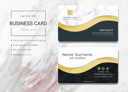 Interior business card or name card template, Simple style also modern and elegant with marbling texture imitation background, It's fully layered and editable, Easy to customize it to fit your needs.のイラスト素材