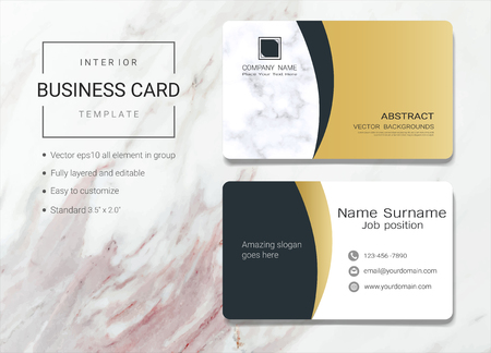 Interior business card or name card template, Simple style also modern and elegant with marbling texture imitation background, It's fully layered and editable, Easy to customize it to fit your needs.のイラスト素材
