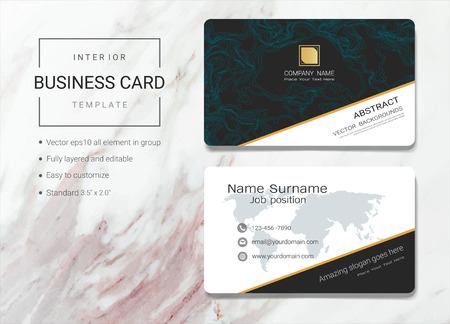 Interior business card or name card template. Simple style also modern and elegant with marbling texture imitation background. It's fully layered and editable, easy to customize it to fit your needs.のイラスト素材