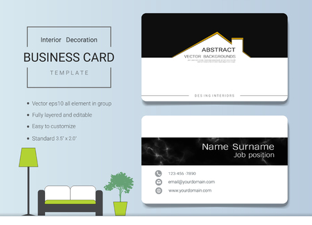 Business card or name card template for interior designer. Modern and elegant style with marbling texture imitation background. It's fully layered and editable, easy to customize it to fit your needs.のイラスト素材