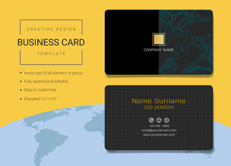 Creative business card or name card template. Simple style also modern and elegant with abstract geometric lines background. It's fully layered and editable, easy to customize it to fit your needs.のイラスト素材