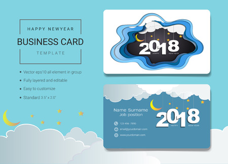 2018 Merry Christmas business card or name card template, Simple style also modern and elegant with 2018 graphic background, It's fully layered and editable, Easy to customize it to fit your need.のイラスト素材