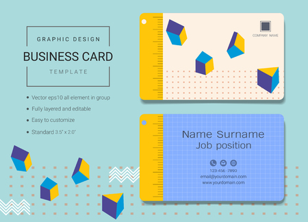 Graphic design business card or name card template, Simple style also modern and elegant with abstract geometric background, It's fully layered and editable, Easy to customize it to fit your needs.のイラスト素材