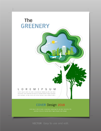 Covers design template, Inspiration for green energy and save environment concept, Use for your design all media, Easy to use and edit by add your own logo, images, and text, whatever you want.のイラスト素材