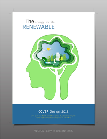 Covers design template, Inspiration for green energy and save environment concept, Use for your design all media, Easy to use and edit by add your own logo, images, and text, whatever you want.のイラスト素材