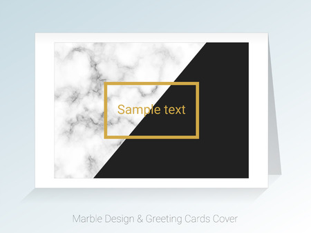 Marble greeting cards vector background, Banner and cover with marble texture details on white card template, Simple style also modern and elegant, Easy to customize it to fit your needs.のイラスト素材