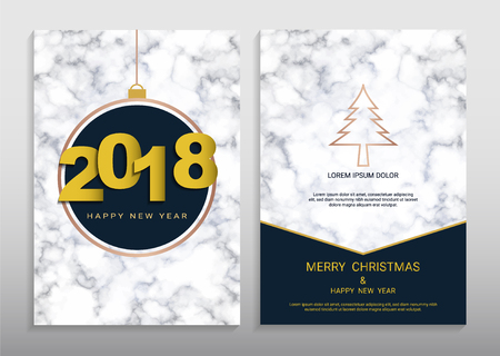 Merry Christmas and Happy New Year Greeting card design template.のイラスト素材