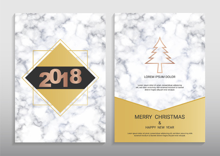 Merry Christmas and Happy New Year Greeting card design template.のイラスト素材