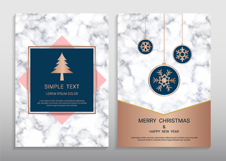 Merry Christmas and Happy New Year Greeting card design template.のイラスト素材