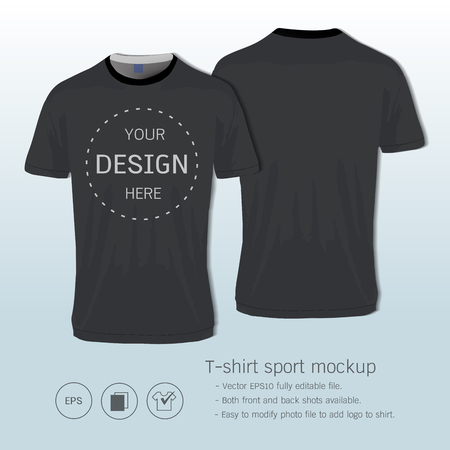 T-shirt sport design template for football club or all sportswear. Front and back shots available. Ready for customization icon and name. Easily to change colors and lettering styles in your team.のイラスト素材