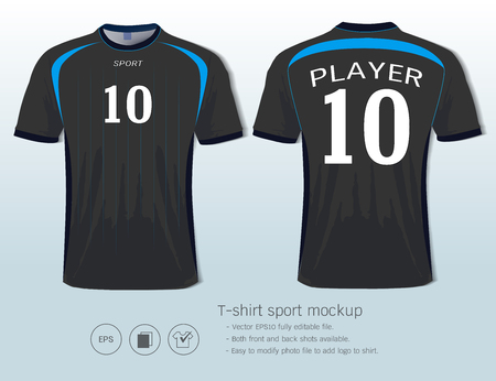 T-shirt sport design template for football club or all sportswear, Front and back shots available, Ready for customization logo and name, Easily to change colors and lettering styles in your team.のイラスト素材