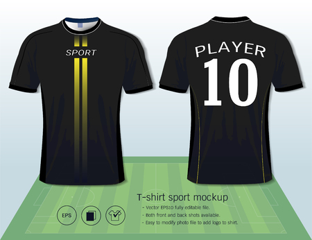 T-shirt sport design template for football club or all sportswear, Front and back shots available, Ready for customization logo and name, Easily to change colors and lettering styles in your team.のイラスト素材
