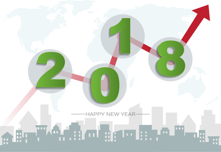 2018 happy new year concept, Symbols of beginning and celebration, Trendy template inspiration for your design, Easy to use by print special offer or add your own logo, images, text (Paper art style)のイラスト素材