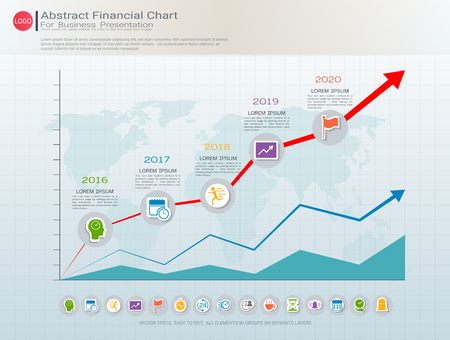 Abstract financial chart with uptrend line graph, Communicates data through charts, graphs to understand.のイラスト素材
