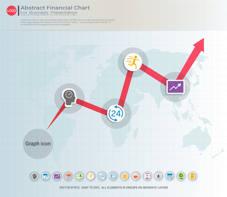 Abstract financial chart with uptrend line graphのイラスト素材