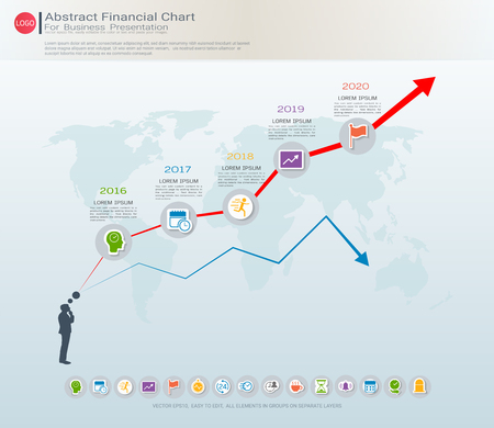 Abstract financial chart with uptrend line graphのイラスト素材