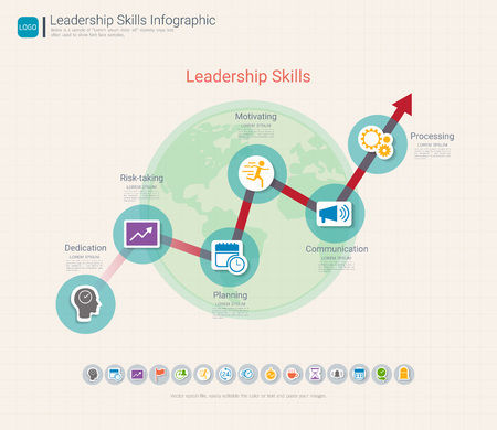 Leadership skills infographic templateのイラスト素材