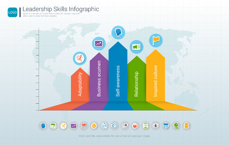 Leadership skills infographic templateのイラスト素材