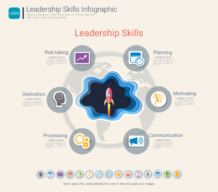Leadership skills infographic templateのイラスト素材