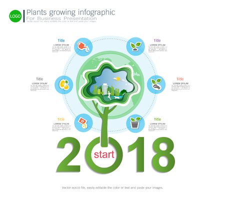 Plants growing timeline infographic with icons setのイラスト素材