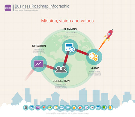 Roadmap timeline infographic design template, Key success and presentation of project ambitions, Can be used roadmap management for any business plan to achieving your project goals is clear to you.のイラスト素材