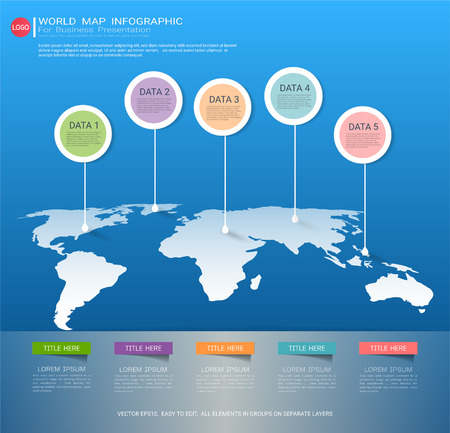 World map Infographic templateのイラスト素材