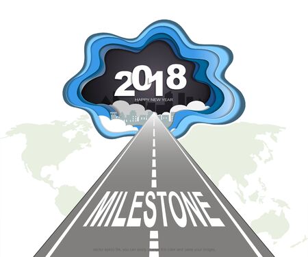 Milestone timeline infographic design, Road map or strategic plan to define company values, Can be used milestones for scheduling in project management to mark specific points along a project timelineのイラスト素材