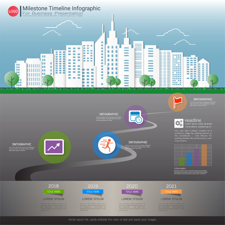 Milestone timeline infographic design for business presentation.のイラスト素材