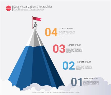 Data Visualization infographic design, Road map or strategic plan to define company values, Can be used milestones for scheduling in project management to mark specific points along a project timelineのイラスト素材