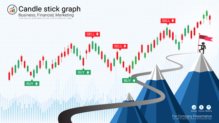 Business candlestick and financial graph chart, Suitable for forex stock market investment trading concept, Global network connection and Business analytics on abstract background.のイラスト素材