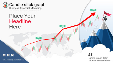 Business candlestick and financial graph chart, Suitable for forex stock market investment trading concept, Global network connection and Business analytics on abstract background.のイラスト素材