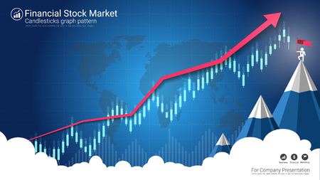 Candlestick patterns is a style of financial chart, Suitable for forex stock market investment trading concept and used to describe price movements of a security, derivative, or currency.のイラスト素材