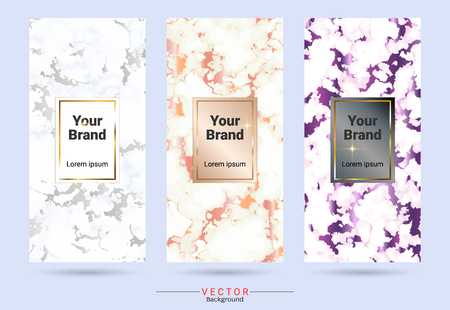 Packaging & label brands design templates, Suitable for luxury or premium products with marble texture, golden foil and linear style (Vector EPS10, Fully editable color change)のイラスト素材