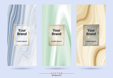 Pastel colors and gold packaging product design label and stickers templates. Suitable for luxury or premium products brands with marble texture.のイラスト素材