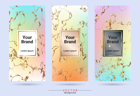 Pastel colors and gold packaging product design label and stickers templates, Suitable for luxury or premium products brands with marble texture.のイラスト素材
