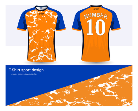 Soccer jersey and t-shirt sport mock-up template, Graphic design for football club or active wear uniforms, Ready for customize icon and name, Easily to change colors and lettering styles in your team.のイラスト素材