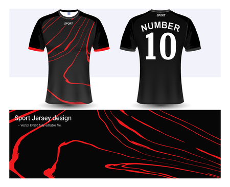 Soccer jersey and t-shirt sport mock-up template, Graphic design for football club or active wear uniforms, Ready for customize icon and name, Easily to change colors and lettering styles in your team.のイラスト素材