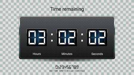 Countdown timer remaining or Clock counter scoreboard with hour, minutes and seconds display for web page coming soon or under constructionのイラスト素材