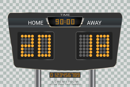 Digital timing scoreboard, Sport soccer and football match Home Versus Away, Strategy broadcast graphic template for presentation score or game results displayのイラスト素材