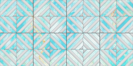 3D rendering of lattice mosaic shapes, Material ocean marble for your project or interior design...