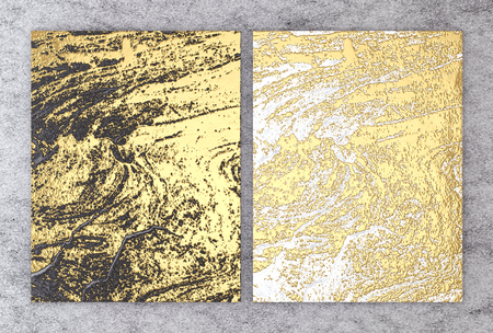 3D rendering of black and white marble with golden foil for wedding and greeting invitation card or your project interior design decorative tile, High quality seamless realistic texture background.の写真素材