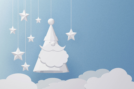 Paper art and craft style of Santa Claus Hat Model with copy space, Create custom greeting cards given on special occasions such as Happy new year, Christmas or other holidays, 3D rendering design.の写真素材