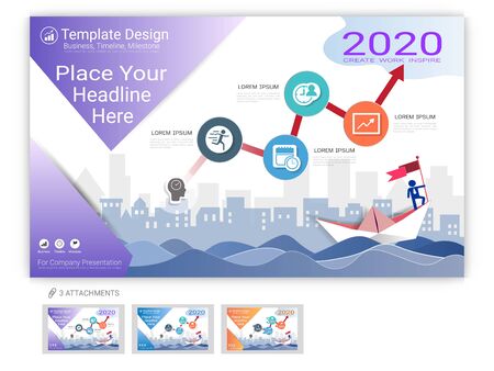Website template vector set for web page design or company presentation, Easy to editのイラスト素材
