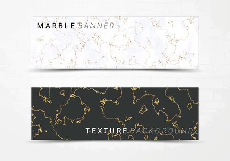 Banner template of black and white marble texture background, with golden foil and linear style, Suitable for luxury productsのイラスト素材